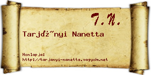 Tarjányi Nanetta névjegykártya